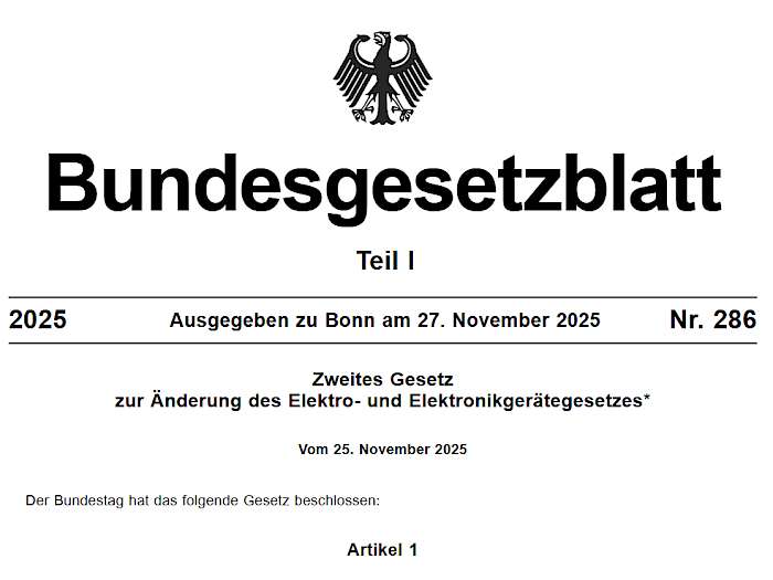 Screenshot zweites Gesetz zur Änderung des Elektro- und Elektronikgerätegesetzes