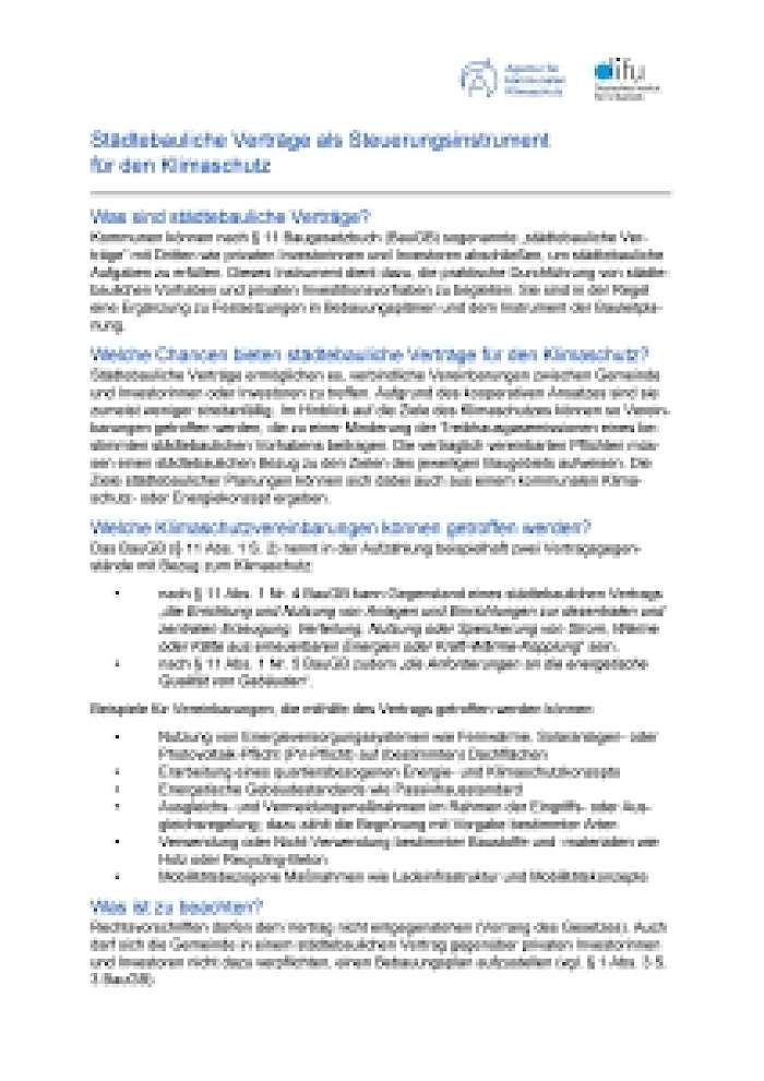 Musterfomulierungen für städtebauliche Verträge