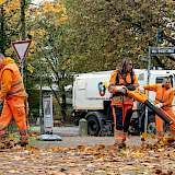 Laubbeseitigung auf dem Gehweg